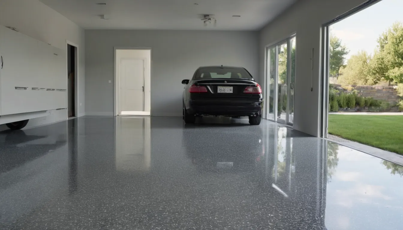 A freshly coated epoxy garage floor in a Snoqualmie home